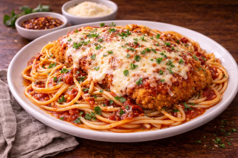 Chicken Parmesan with Spaghetti – Brooklyn Pizza, Pasta & Diner, Tampa