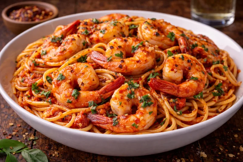 Shrimp Fra Diavolo w/Spaghetti – Brooklyn Pizza, Pasta & Diner, Tampa